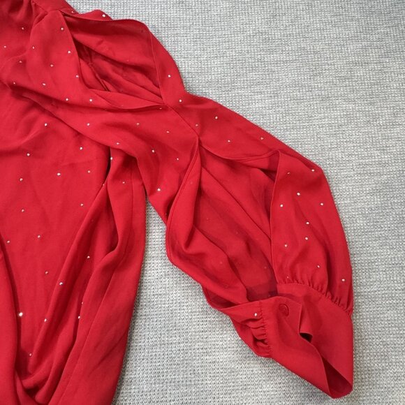 Catherines Womens Red Silver Studs 2 Pcs Top Peep Sleeves Inner Tank Size 18/20W - Picture 8 of 16